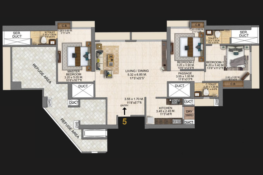 Highland-Sky-Tower-Floor-Plan-3-BHK-1400-sqft